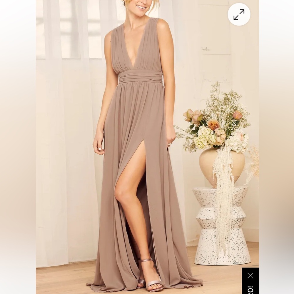LuLus Heavenly Hues Taupe Maxi Dress